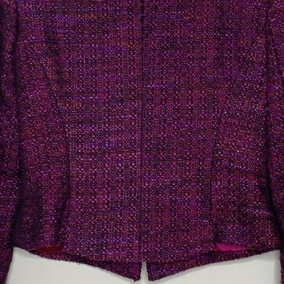 T Tahari || Purple Black Knobby Tweed Slight Crop Tailored Blazer Jacket 6 - Picture 16 of 17